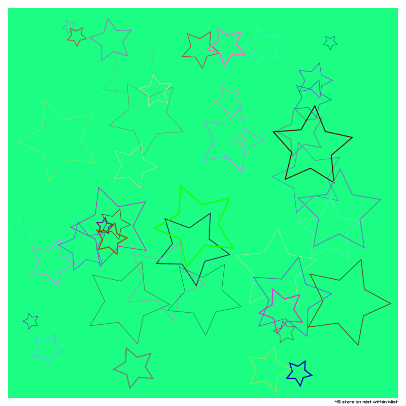 45 stars on mist within Mist