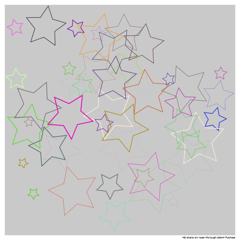 46 stars on rose through silent fuchsia