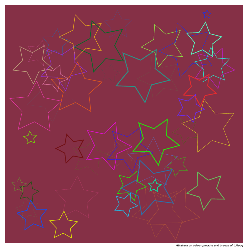 46 stars on velvety mocha and breeze of lullaby
