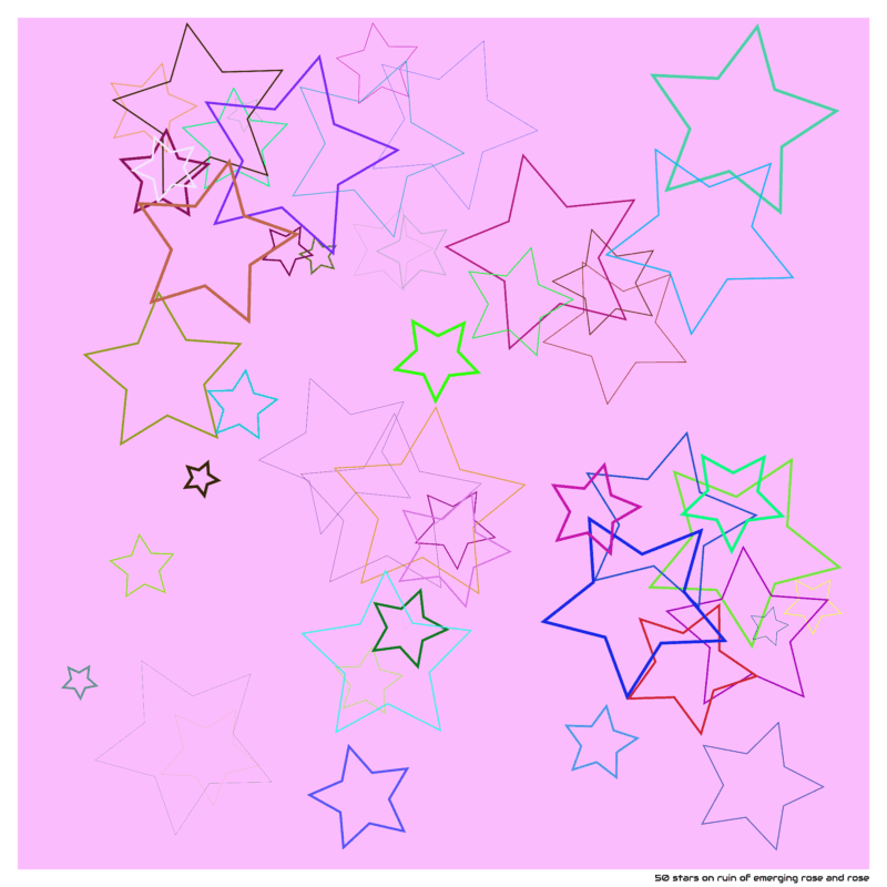 50 stars on ruin of emerging rose and rose
