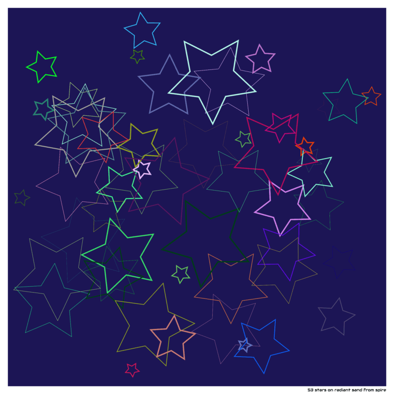53 stars on radiant sand from spire