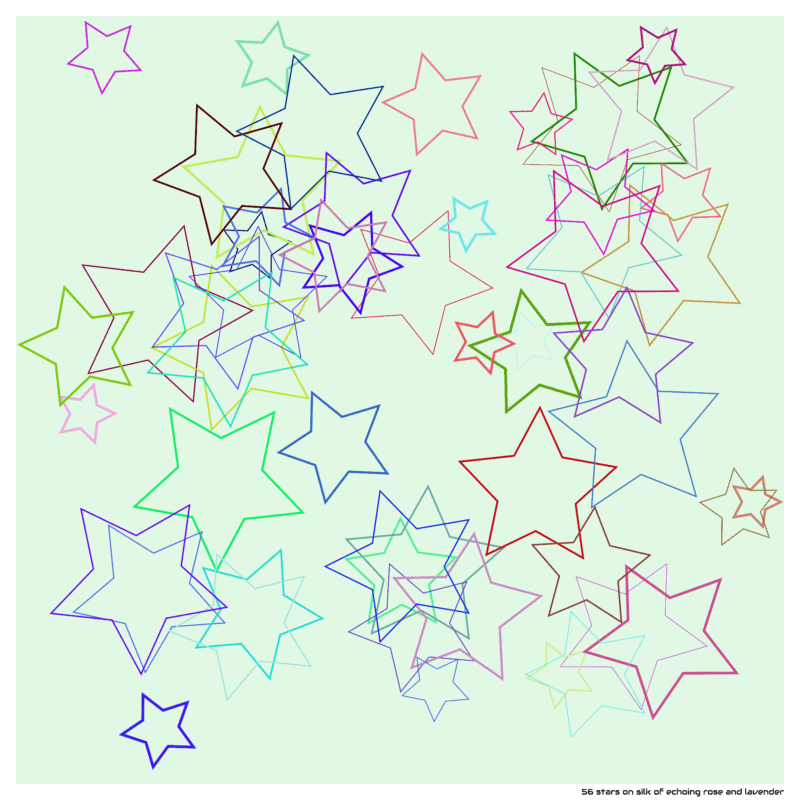 56 stars on silk of echoing rose and lavender