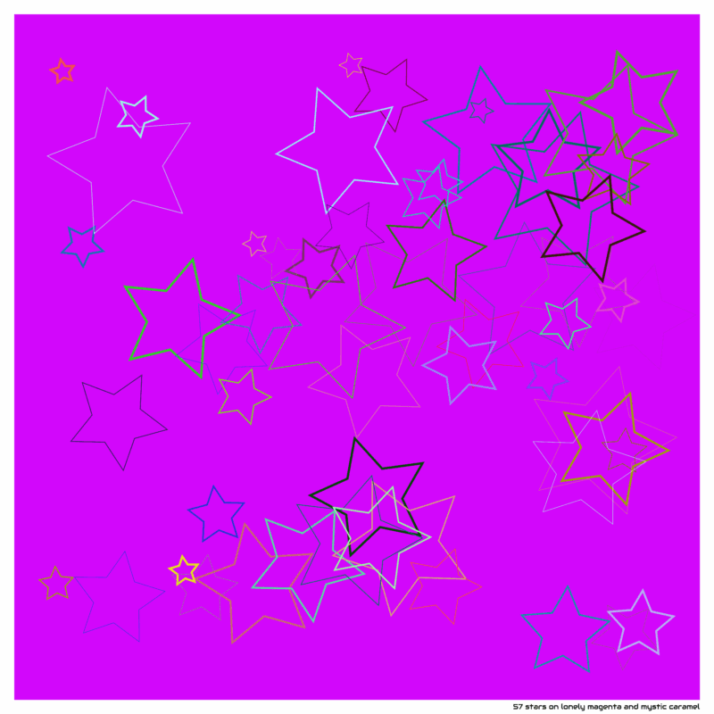 57 stars on lonely magenta and mystic caramel