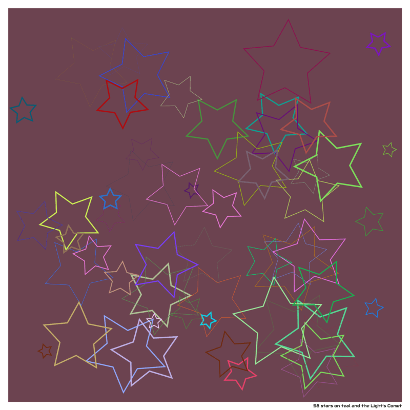 58 stars on teal and the Light’s Comet