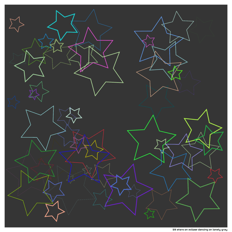 59 stars on eclipse dancing on lonely gray