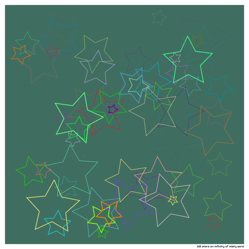60 stars on infinity of misty sand