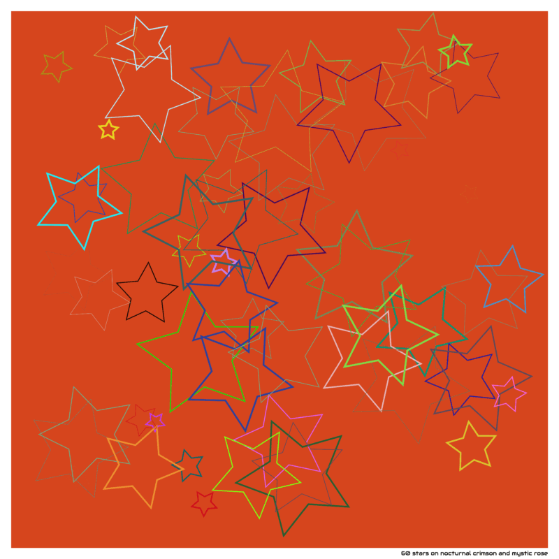 60 stars on nocturnal crimson and mystic rose