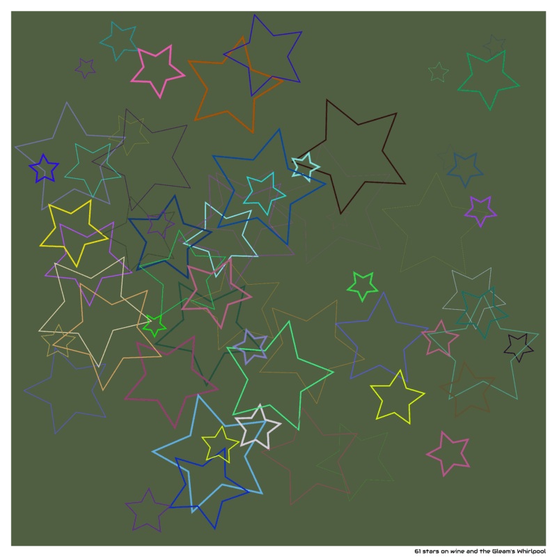 61 stars on wine and the Gleam’s Whirlpool