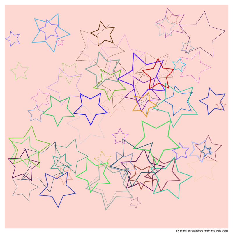67 stars on bleached rose and pale aqua