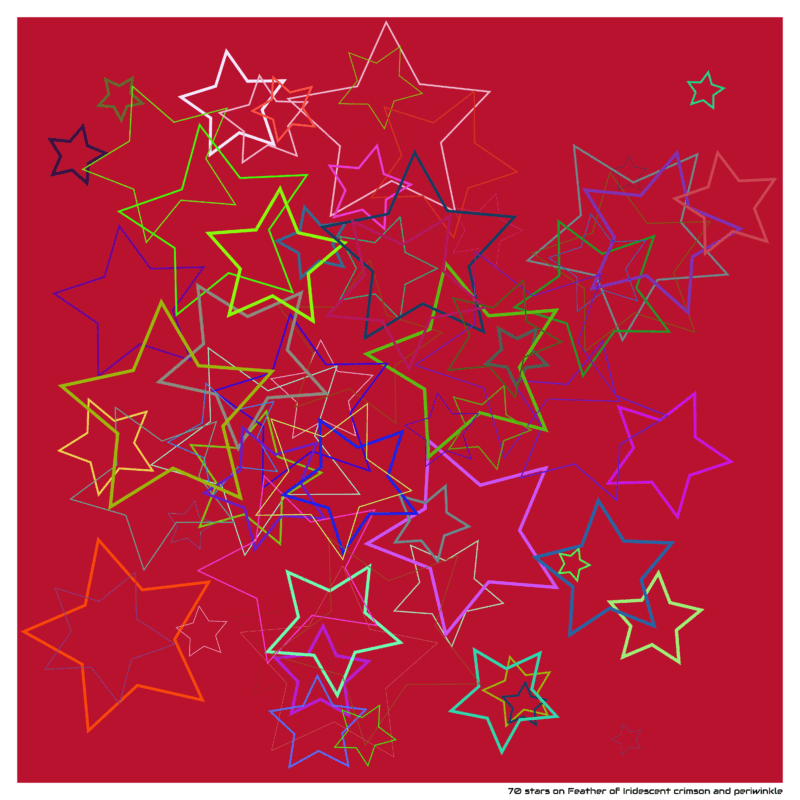 70 stars on Feather of Iridescent crimson and periwinkle