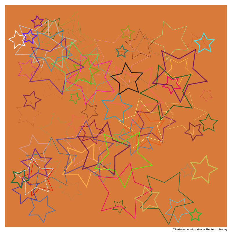 75 stars on mint above Radiant cherry