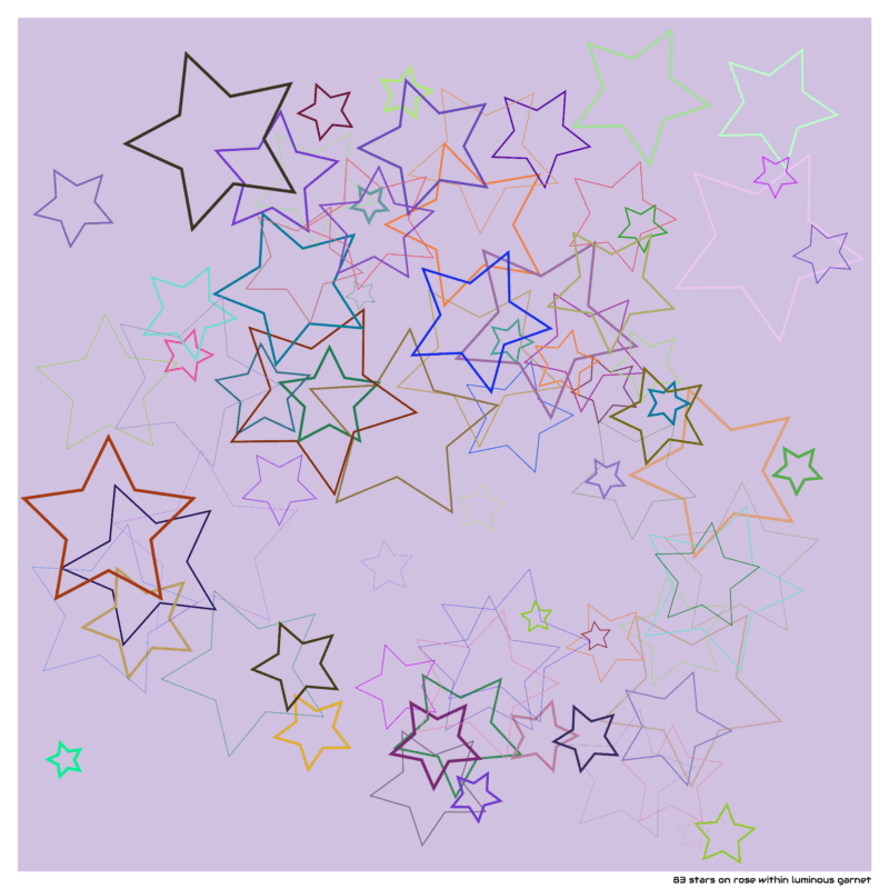 83 stars on rose within luminous garnet