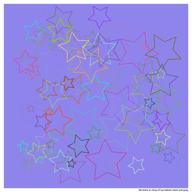 85 stars on drop of burnished violet and gray