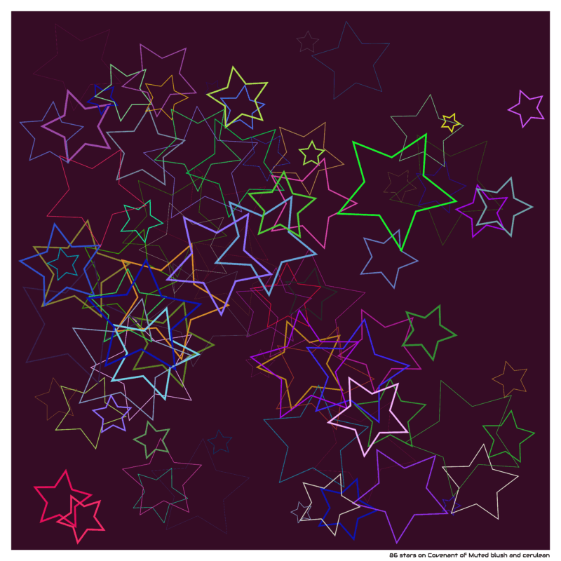 86 stars on Covenant of Muted blush and cerulean