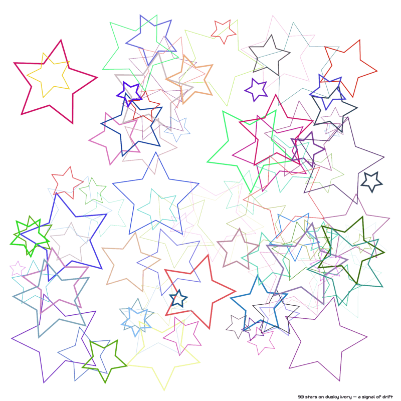 93 stars on dusky ivory — a signal of drift