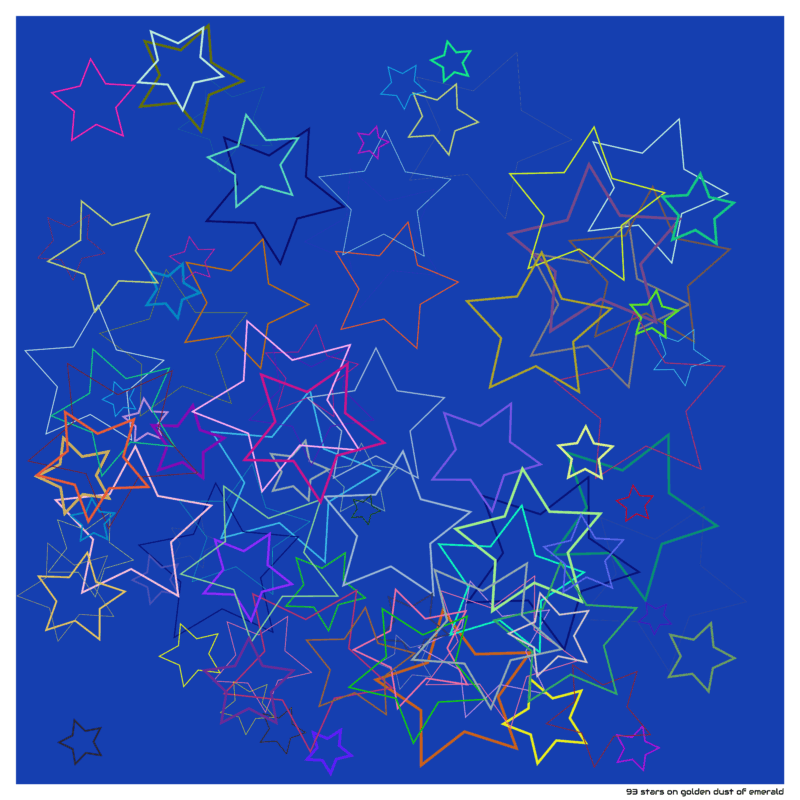 93 stars on golden dust of emerald