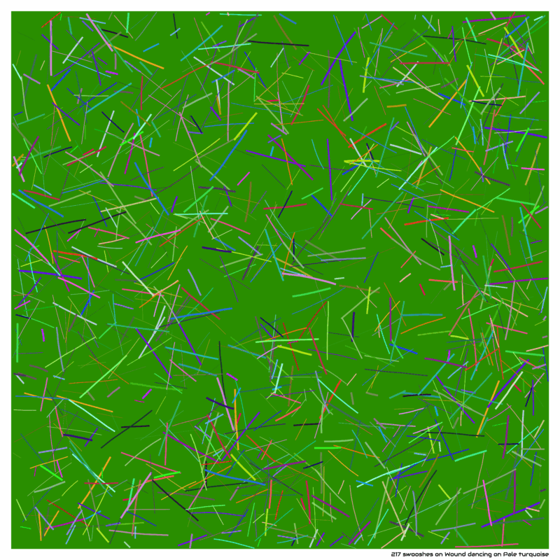 217 swooshes on Wound dancing on Pale turquoise
