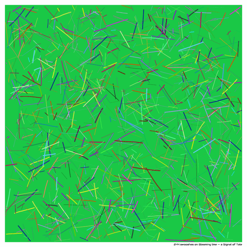 244 swooshes on Gleaming lime — a Signal of Tale