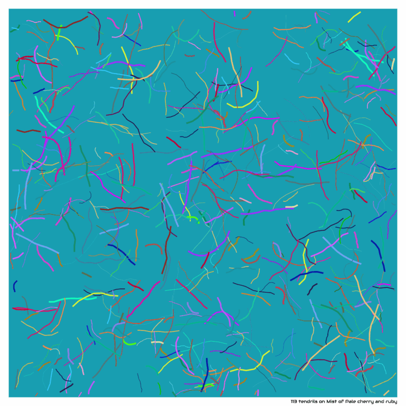 113 tendrils on Mist of Pale cherry and ruby