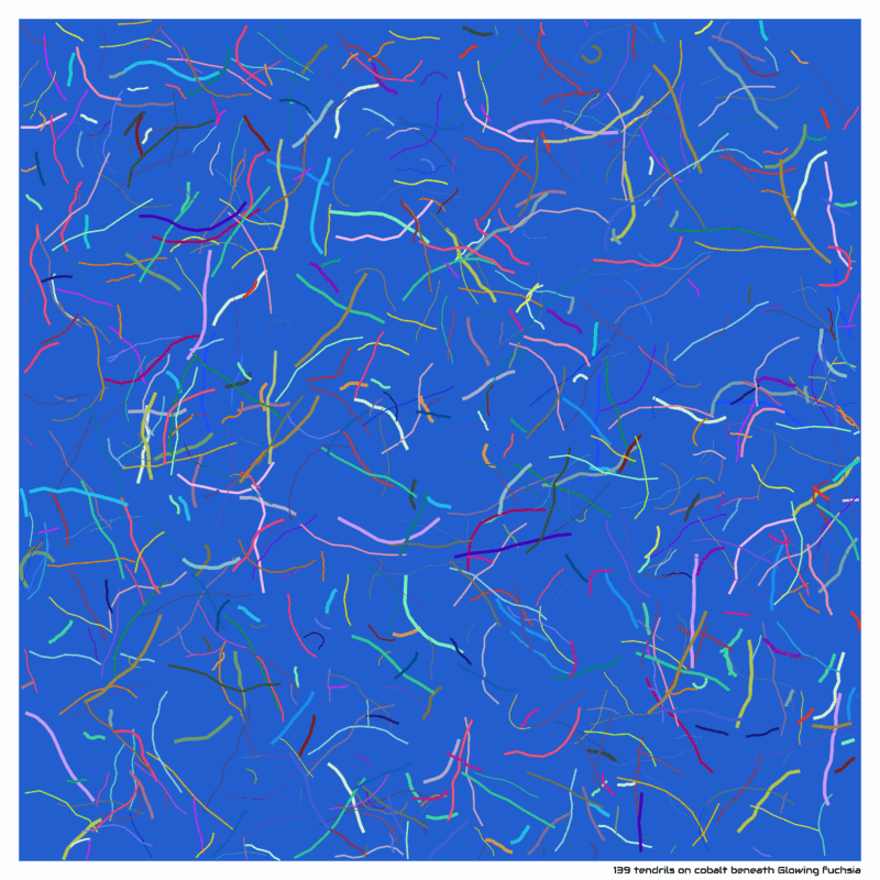 139 tendrils on cobalt beneath Glowing fuchsia
