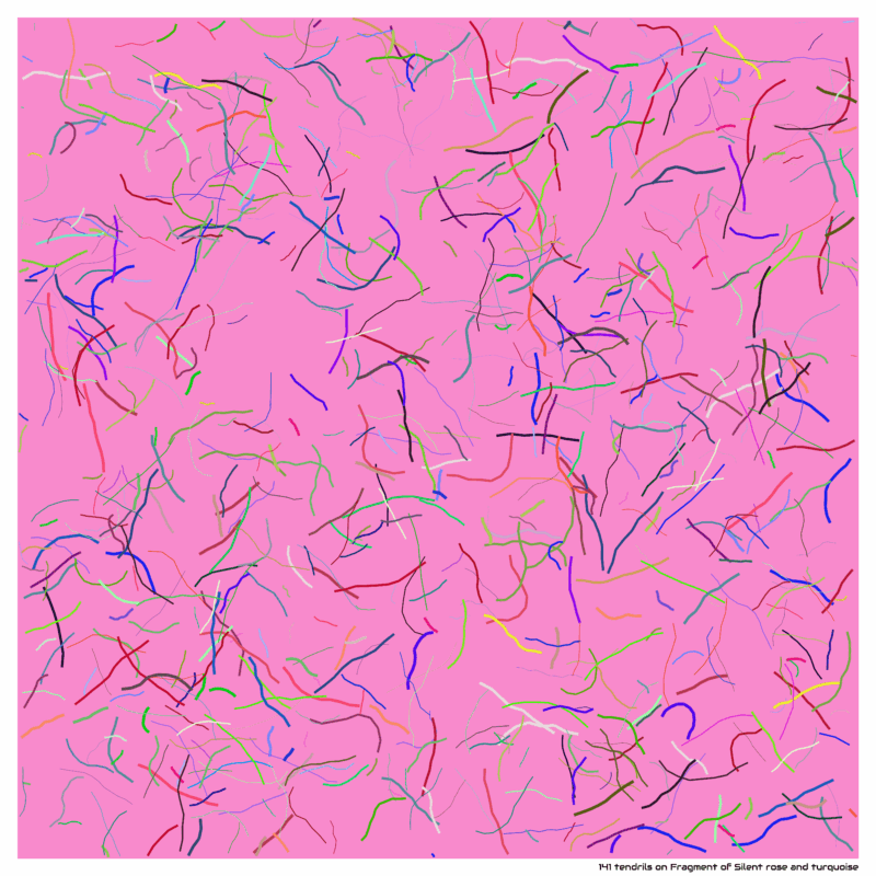 141 tendrils on Fragment of Silent rose and turquoise