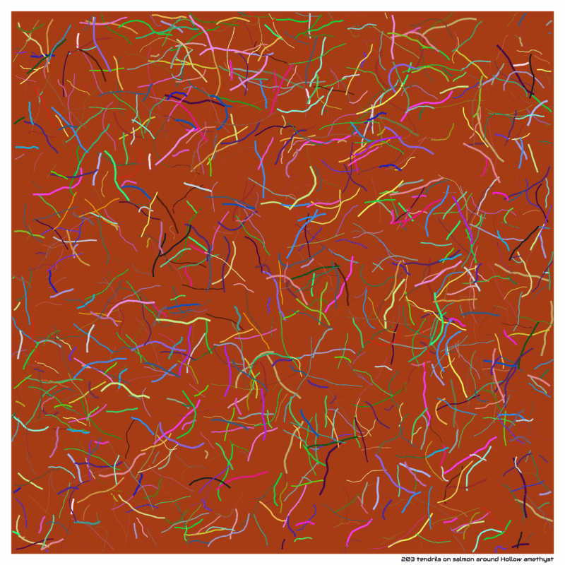 203 tendrils on salmon around Hollow amethyst