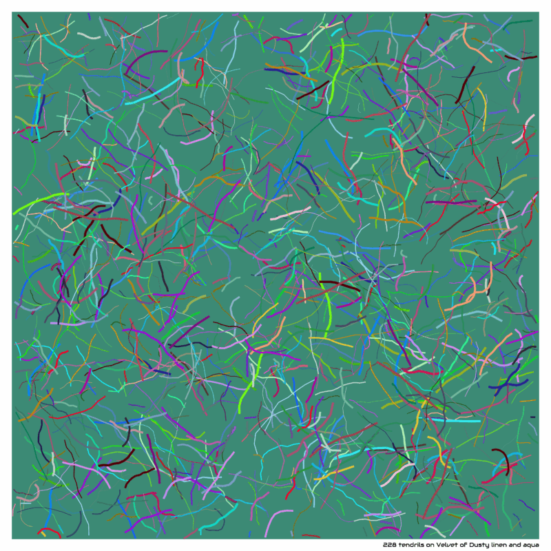 228 tendrils on Velvet of Dusty linen and aqua