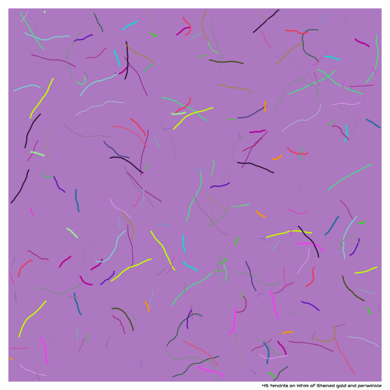 45 tendrils on Whim of Stained gold and periwinkle