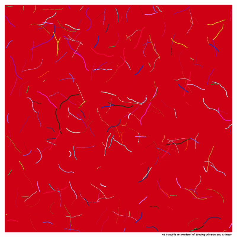 49 tendrils on Horizon of Smoky crimson and crimson