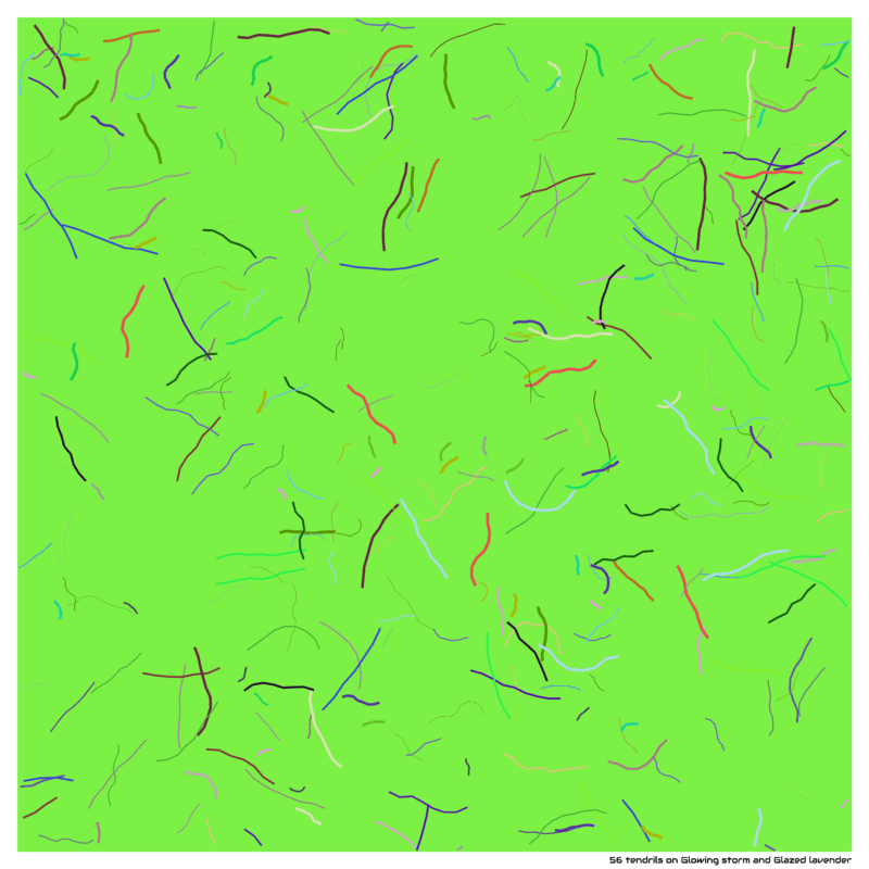 56 tendrils on Glowing storm and Glazed lavender