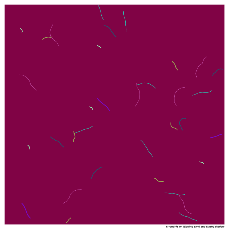 6 tendrils on Glowing sand and Dusty shadow