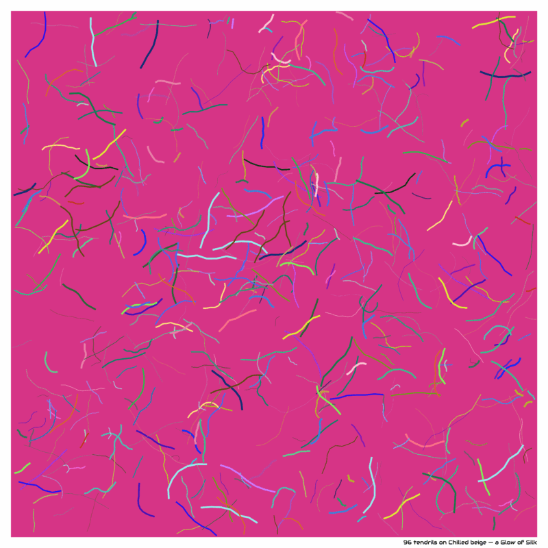 96 tendrils on Chilled beige — a Glow of Silk