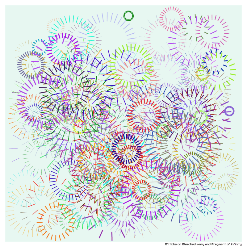 171 ticks on Bleached ivory and Fragment of Infinity