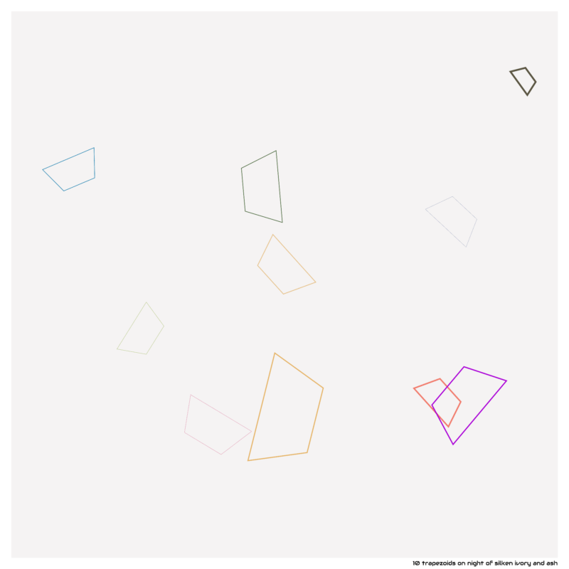 10 trapezoids on night of silken ivory and ash