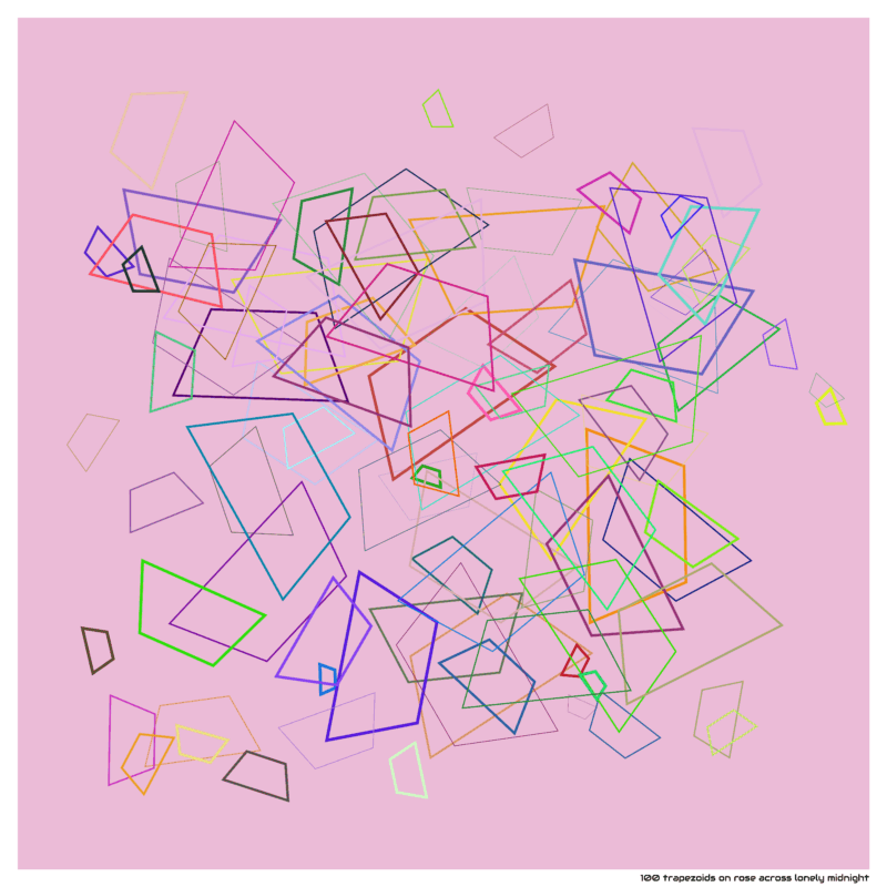100 trapezoids on rose across lonely midnight