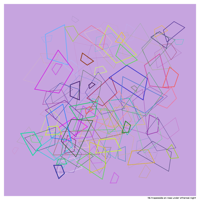 116 trapezoids on rose under ethereal night