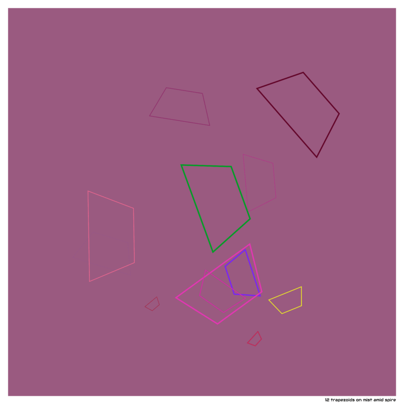 12 trapezoids on mist amid spire