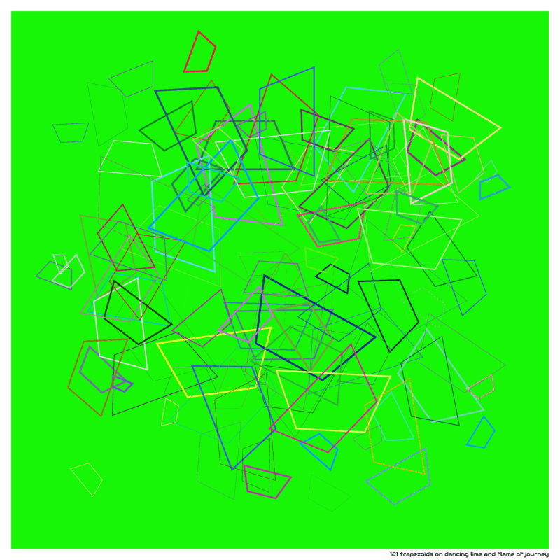 121 trapezoids on dancing lime and flame of journey