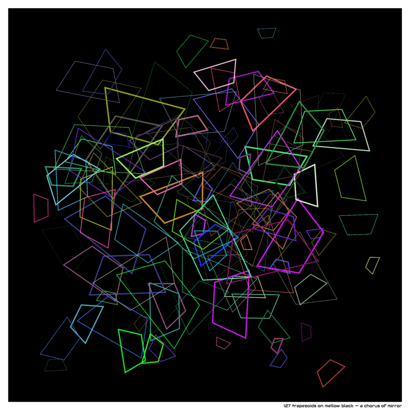 127 trapezoids on mellow black — a chorus of mirror