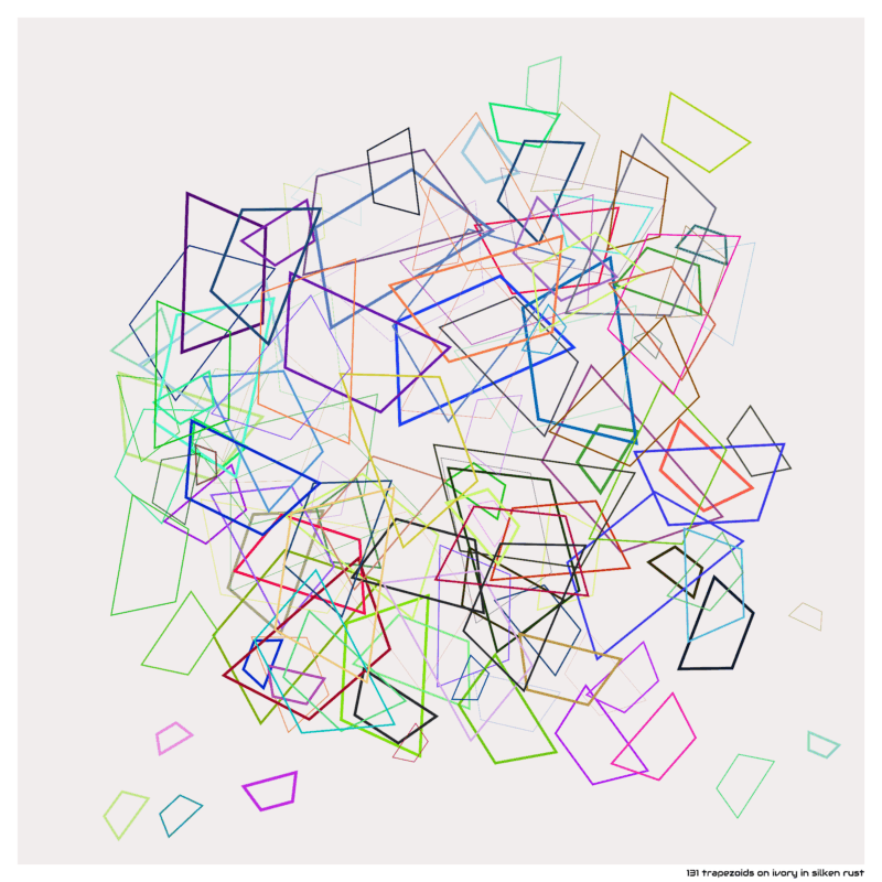 131 trapezoids on ivory in silken rust