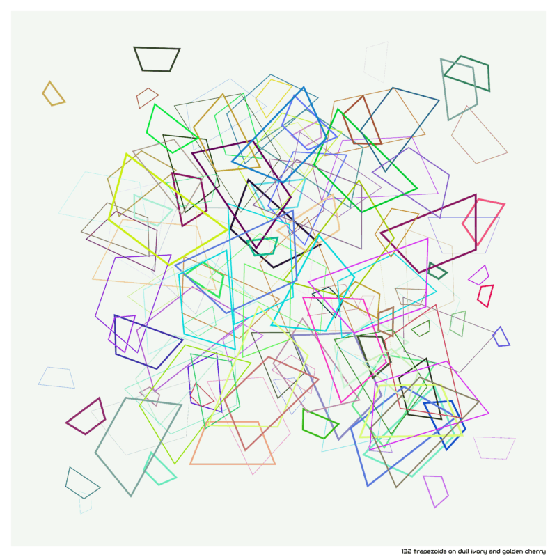 132 trapezoids on dull ivory and golden cherry