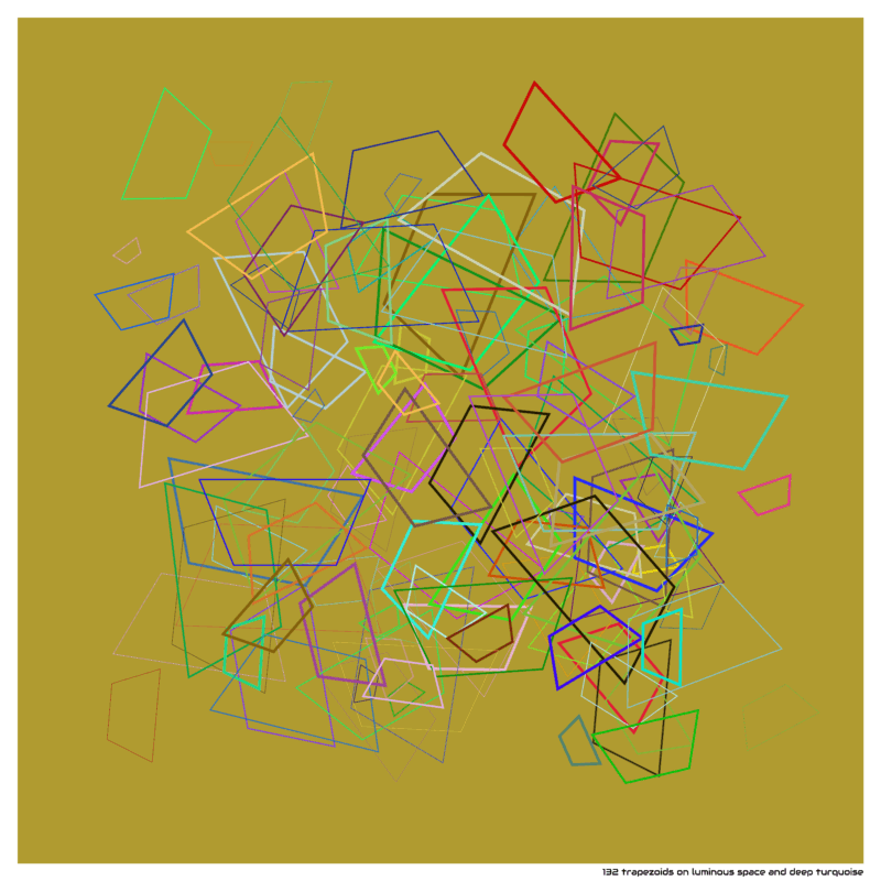 132 trapezoids on luminous space and deep turquoise
