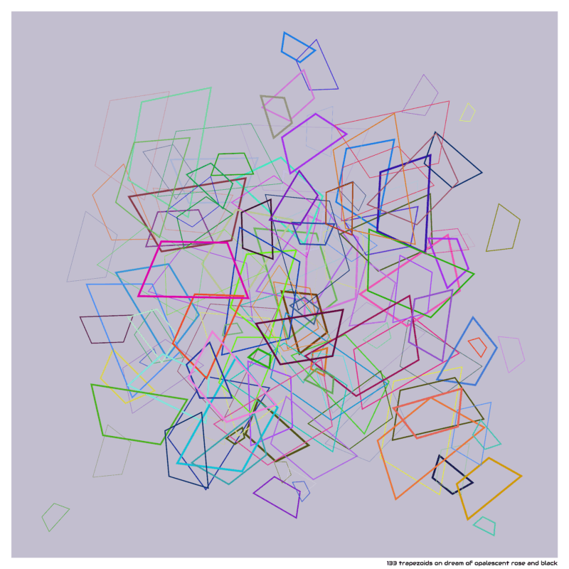 133 trapezoids on dream of opalescent rose and black