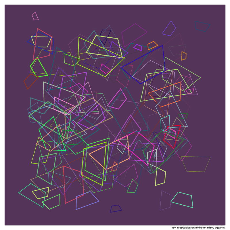 134 trapezoids on white on misty eggshell