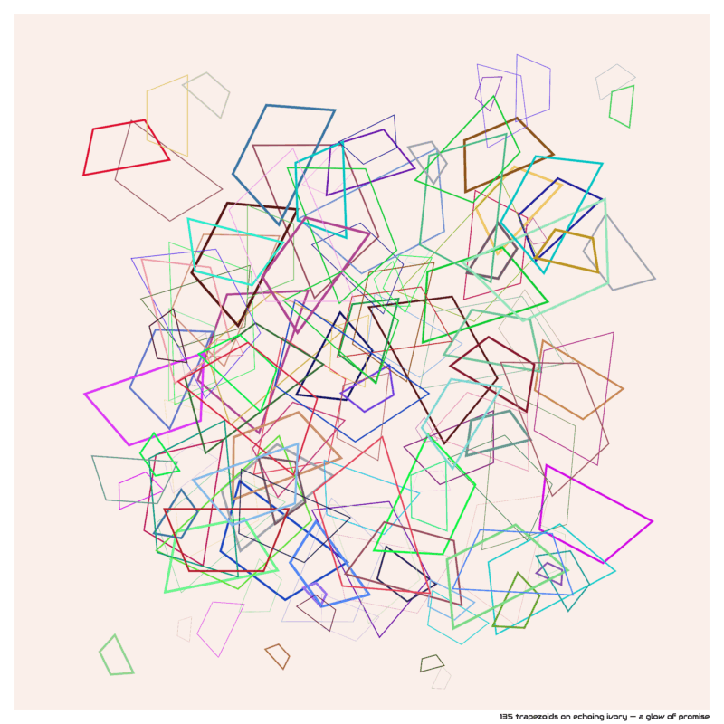 135 trapezoids on echoing ivory — a glow of promise