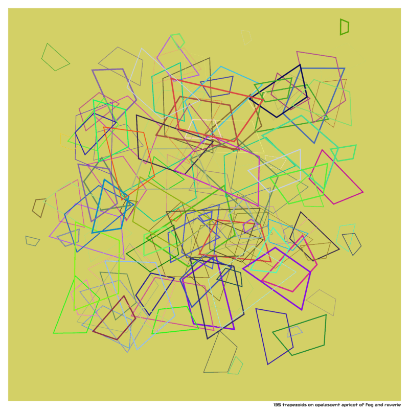 135 trapezoids on opalescent apricot of fog and reverie