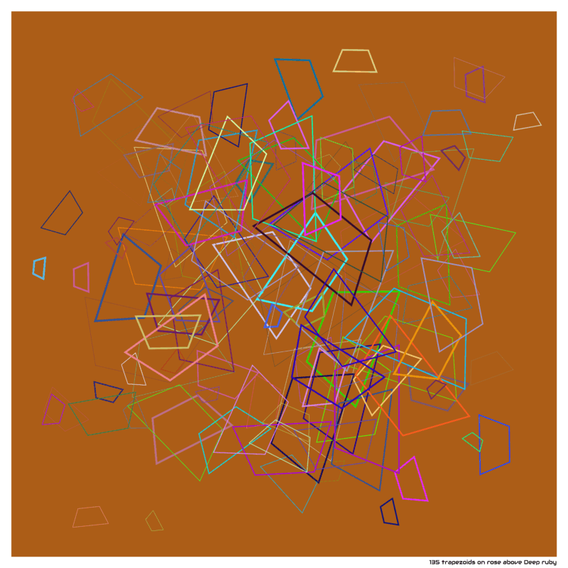 135 trapezoids on rose above Deep ruby