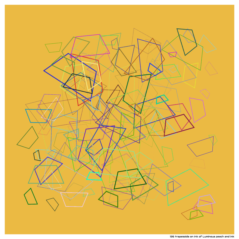 136 trapezoids on Ink of Luminous peach and ink