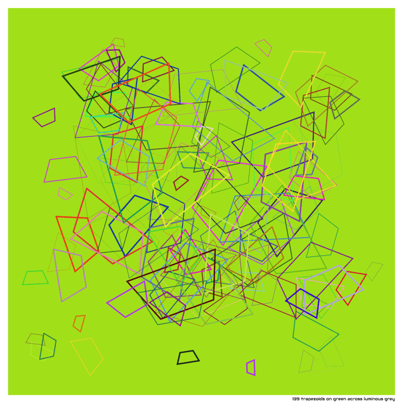 139 trapezoids on green across luminous grey