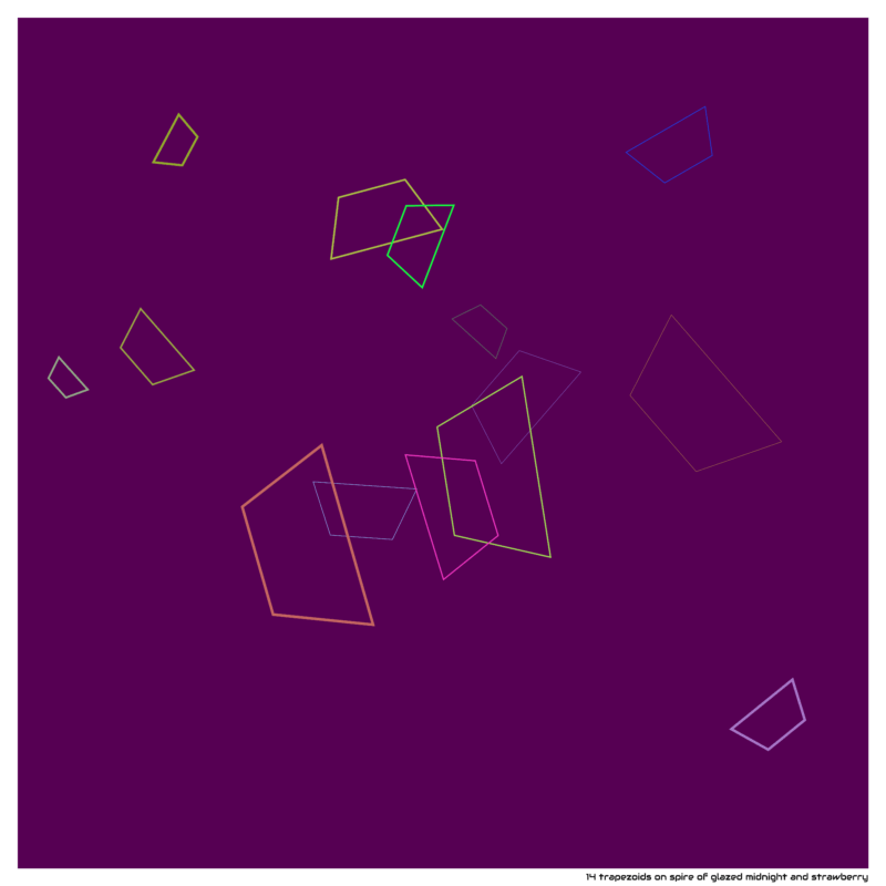 14 trapezoids on spire of glazed midnight and strawberry
